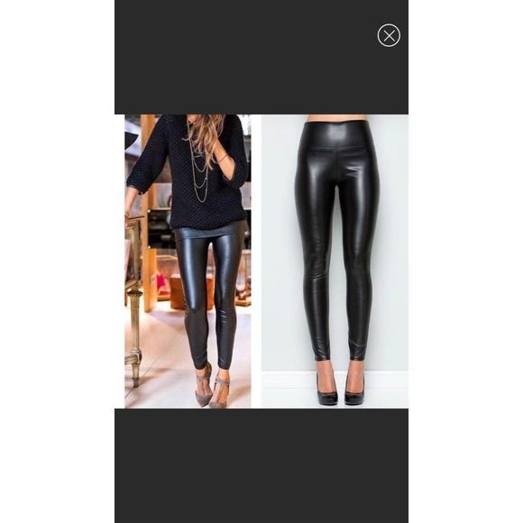 Black Faux Leather Leggings - Picture 1 of 1